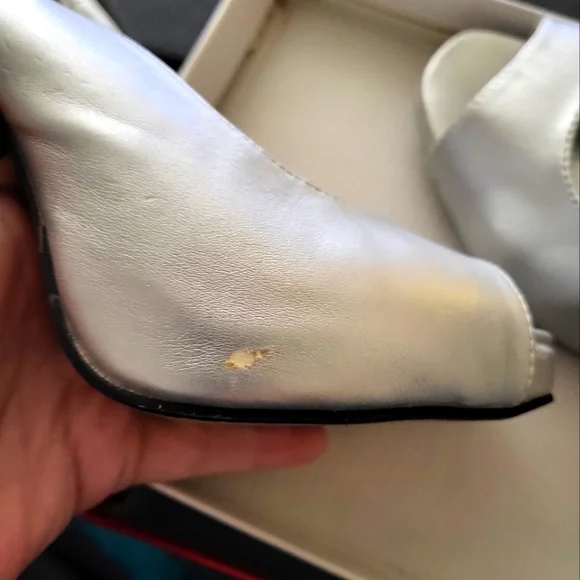 Pierre Dumas Satin Silver Heels - Picture 3 of 9